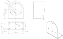 Steunplaat 90° | 2 mm inox | voor zwaailamp type 500