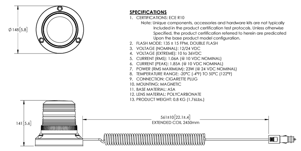 Flitslicht | LED | magnetisch | 12-24V | groen