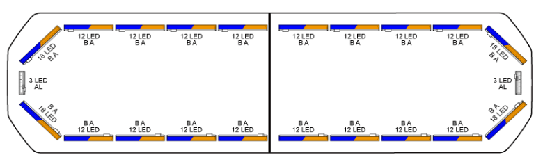 Silverblade LED lichtbalk | 124 cm | basic | blauw/oranje | 12V  