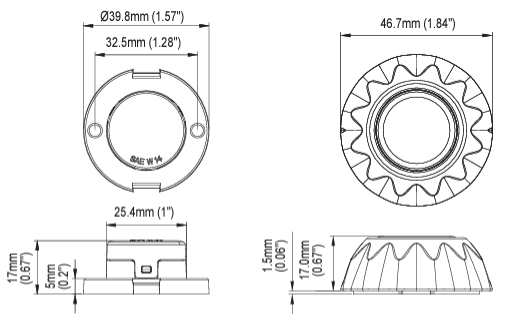 Flitser | rond | LED | 3 LEDs | 12-24V | blauw