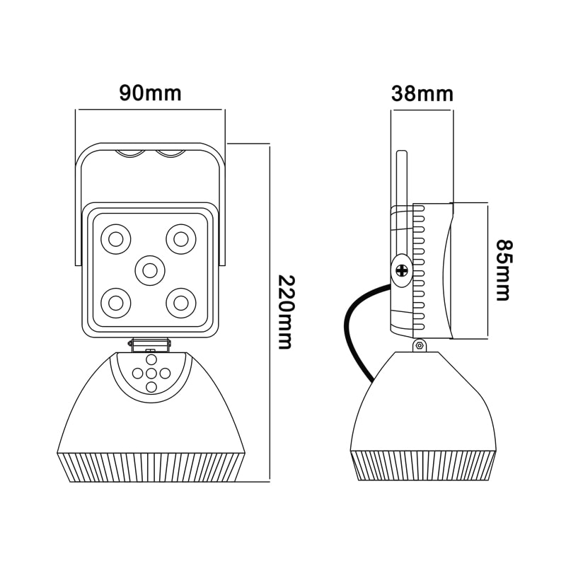 Werklamp | LED | magnetisch | op batterij | vierkant | 950 lumen
