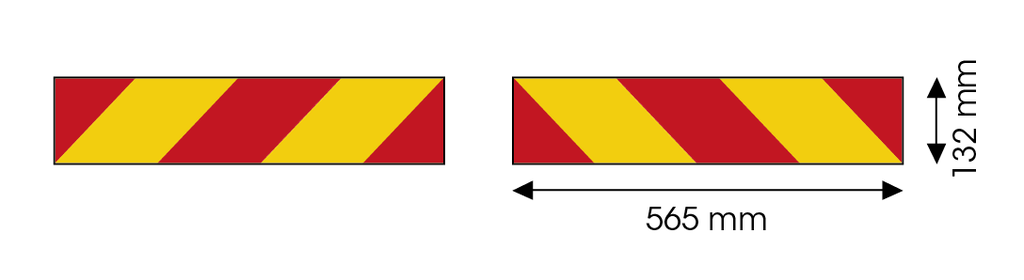 Panel para camión | rojo/amarillo | reflectante | 2 piezas | 565x132 mm