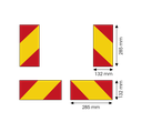 Paneel voor vrachtwagen | rood/geel | reflecterend | 4 stuks | 565x132 mm