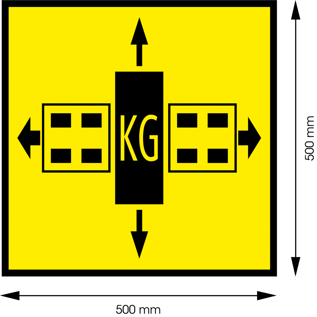Pannello per trasporti eccezionali | giallo/nero | 500x500 mm