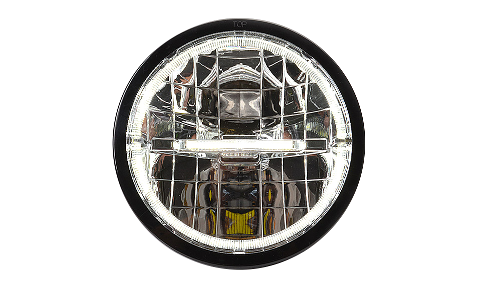 LED long-range high beam headlamp with LED position line and ring