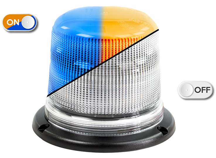 Flitslicht | 2x15 LEDs | 3 puntsbevestiging | transparante lens | oranje/blauw