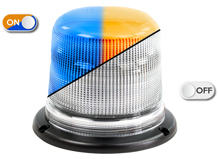 Beacon | 2x15 LEDs | 3 bolt mounting | Clear lens | amber/blue 
