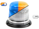 Gyrophare | 2x15 LEDs | fixation 3 boulons | lentille transparente | orange/bleu
