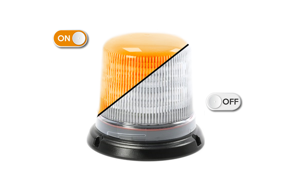 Gyrophare | LED | fixation 3 boulons | 12-24V | lentille transparente | orange