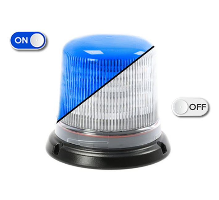 Flitslicht | LED | 3 puntsbevestiging | 12-24V | transparante lens | blauw