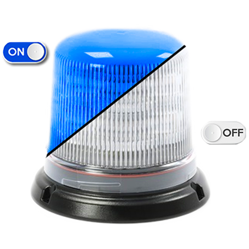 Gyrophare | LED | fixation 3 boulons | 12-24V | lentille transparente | bleu