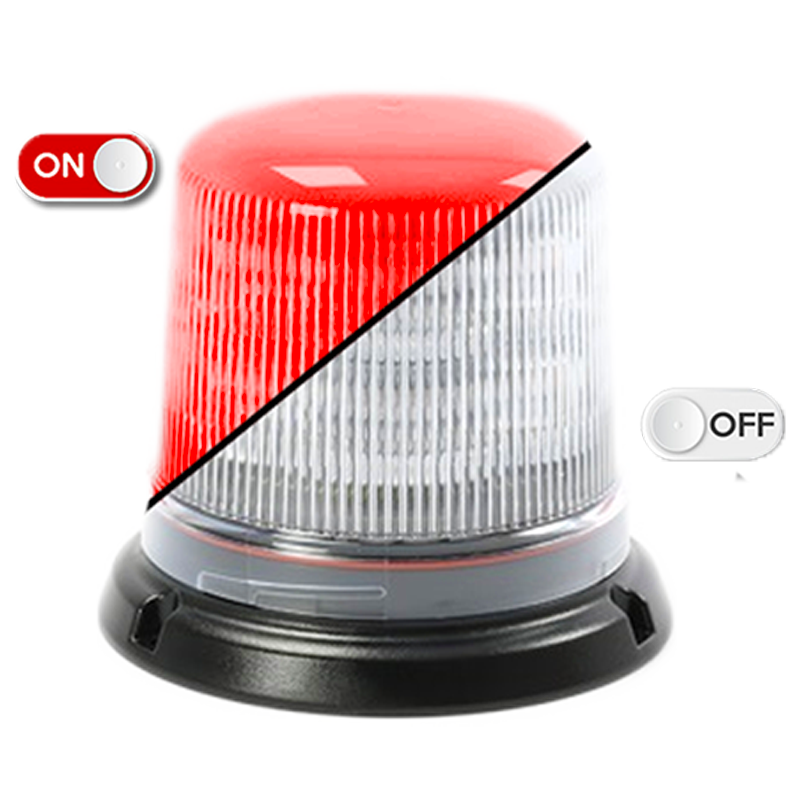 Flitslicht | LED | 3 puntsbevestiging | 12-24V | transparante lens | rood