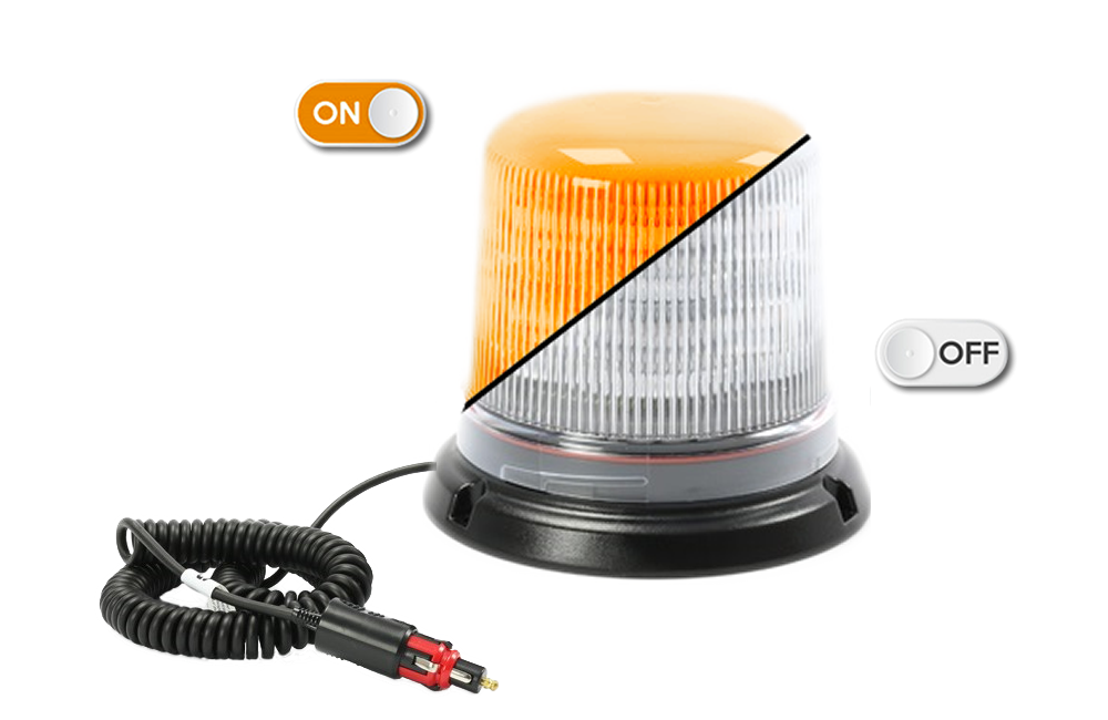 Gyrophare | LED | magnétique | 12-24V | lentille transparente | orange
