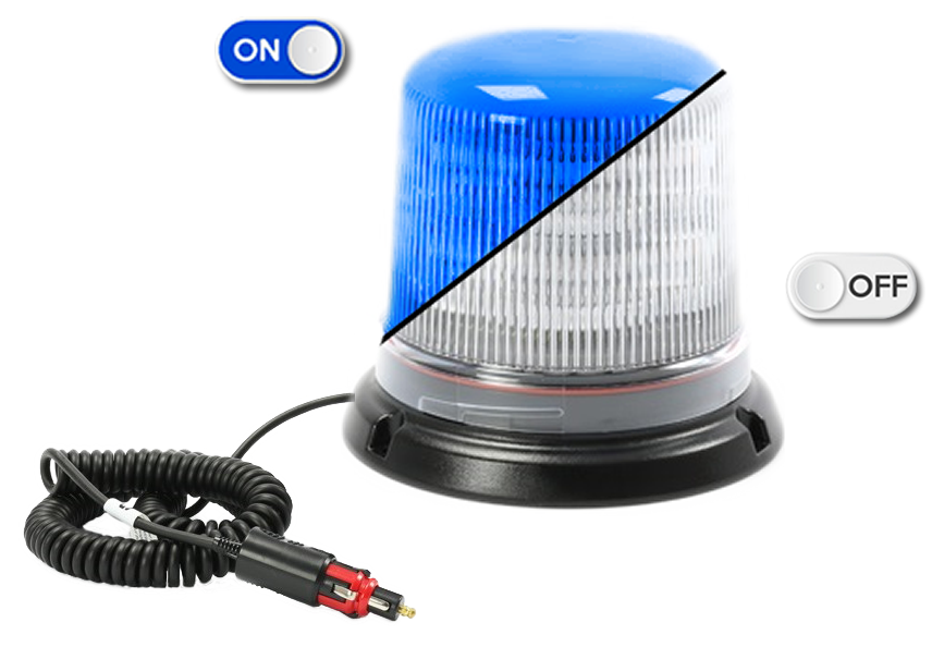Flitslicht | LED | magnetisch | 12-24V | transparante lens | blauw