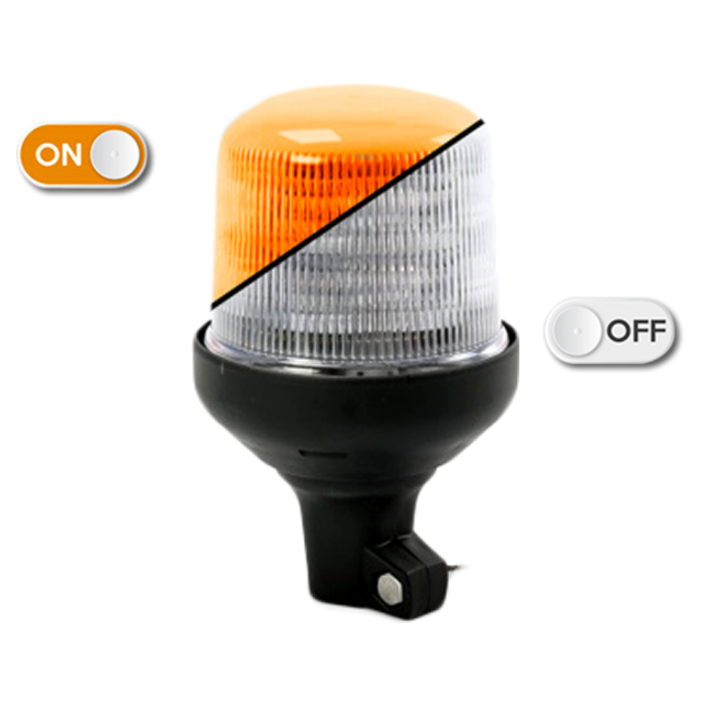 Gyrophare | LED | montage flexible sur tube | 12-24V | lentille transparente | orange