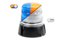 Gyrophare | LED | fixation 3 boulons | 12-24V | lentille transparente | orange/bleu