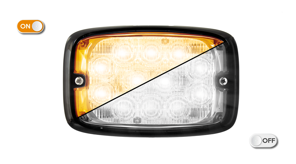 LED Flitser | 12 LEDs | 12-24V | transparante lens | oranje 