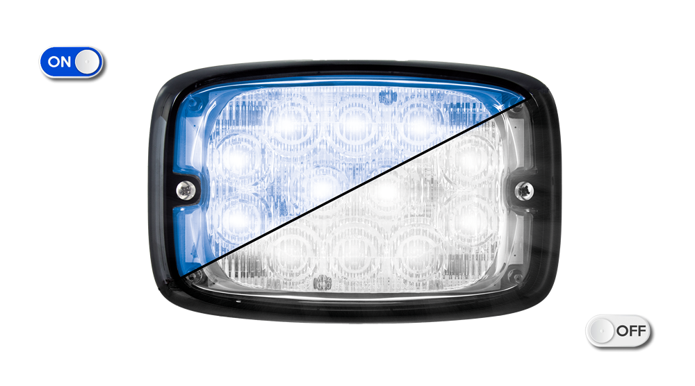 Feu flash | LED | 12 LEDs | 12-24V | lentille transparente |  bleu