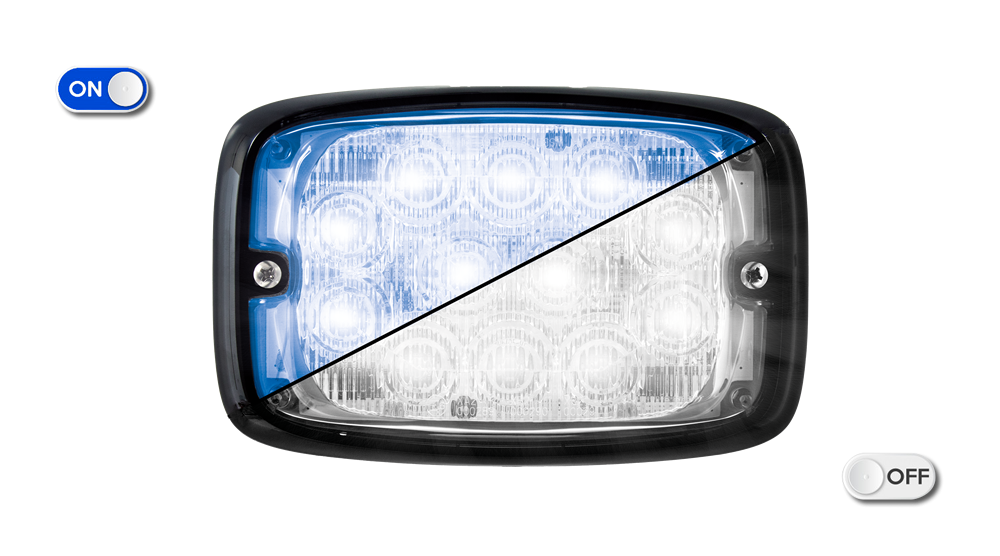Lampeggiatore a LED | 12 LEDs | 12-24V | lente trasparente | blu 
