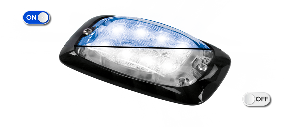 Lampeggiatore a LED | 8 LEDs | 12-24V | lente trasparente | blu 