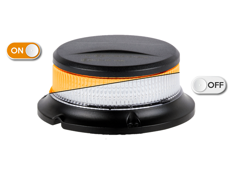 Rundumleuchte Brightics | LED | 3-Punkt-Befestigung | 12-24V | transparente Linse | gelb