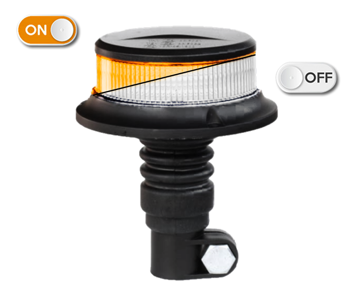 Flitslicht | LED | flexibele buisbevestiging | 12-24V | transparante lens | oranje