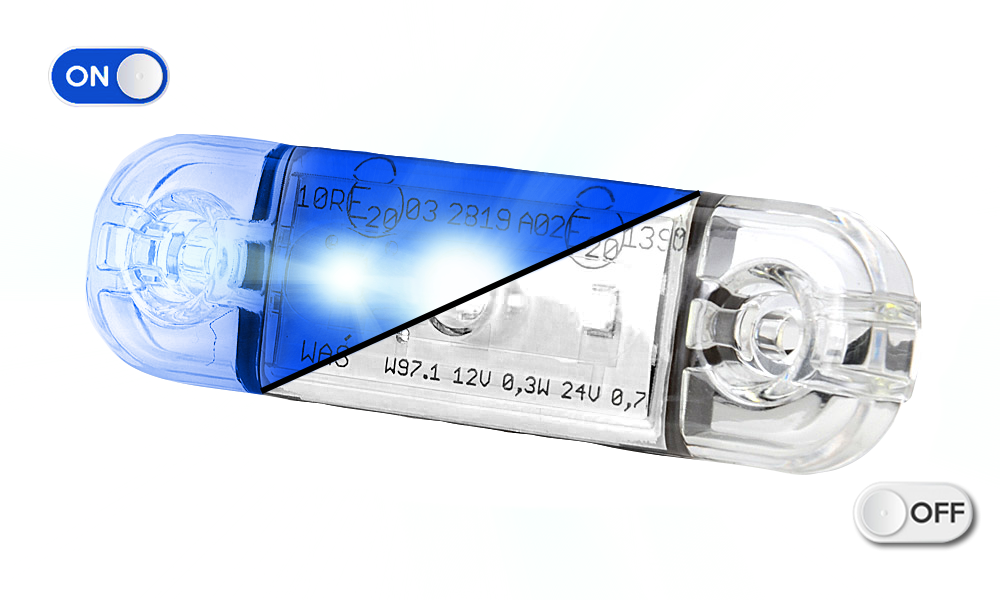 Feu d'encombrement LED |  3 LEDs | 12-24V | bleu