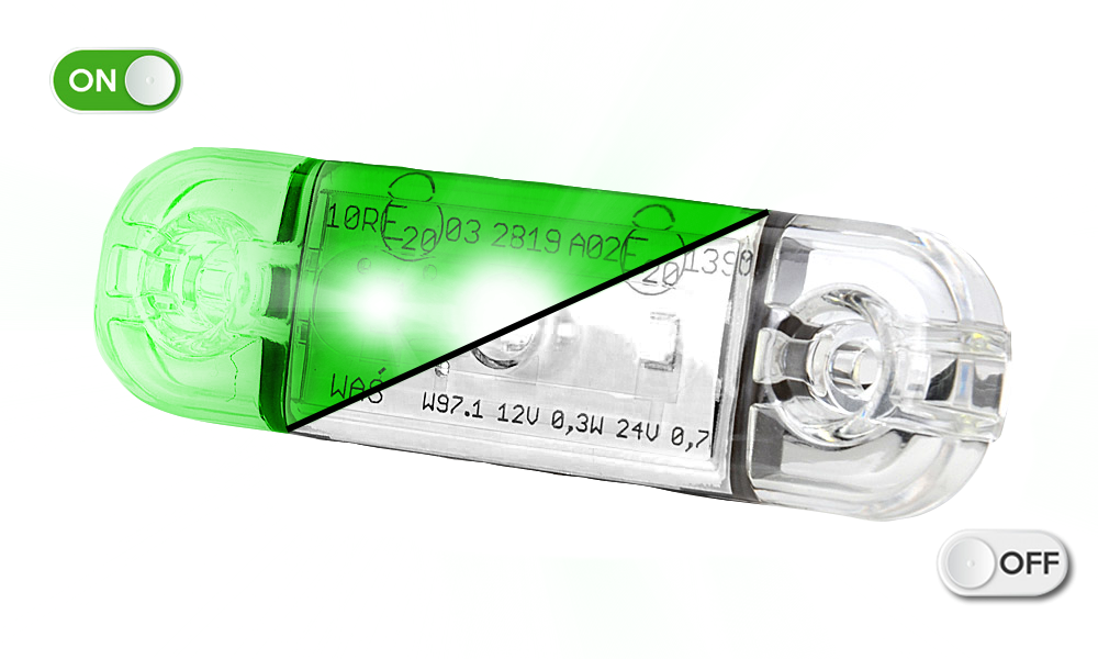Feu d'encombrement LED |  3 LEDs | 12-24V | vert