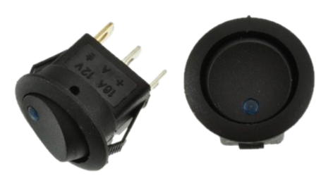 Rocker switch | on/off | 12V-16A | with blue indicator
