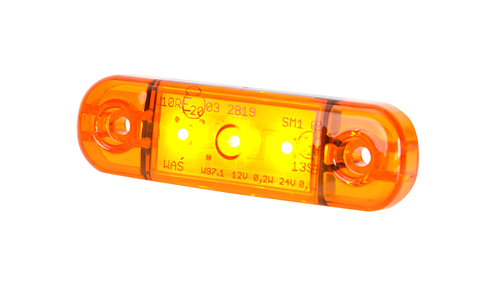 Feu d'encombrement LED |  3 LEDs | 12-24V | cable 5 mètre | orange