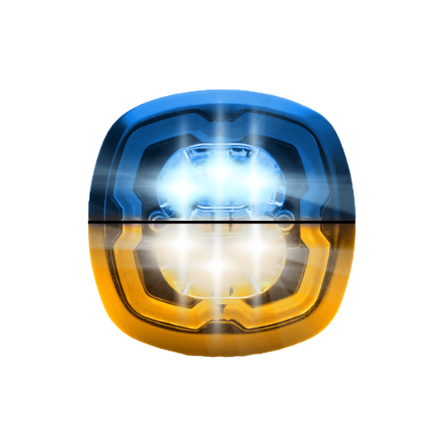Round flasher | LED | 3 LEDs | 12-24V | blue/amber