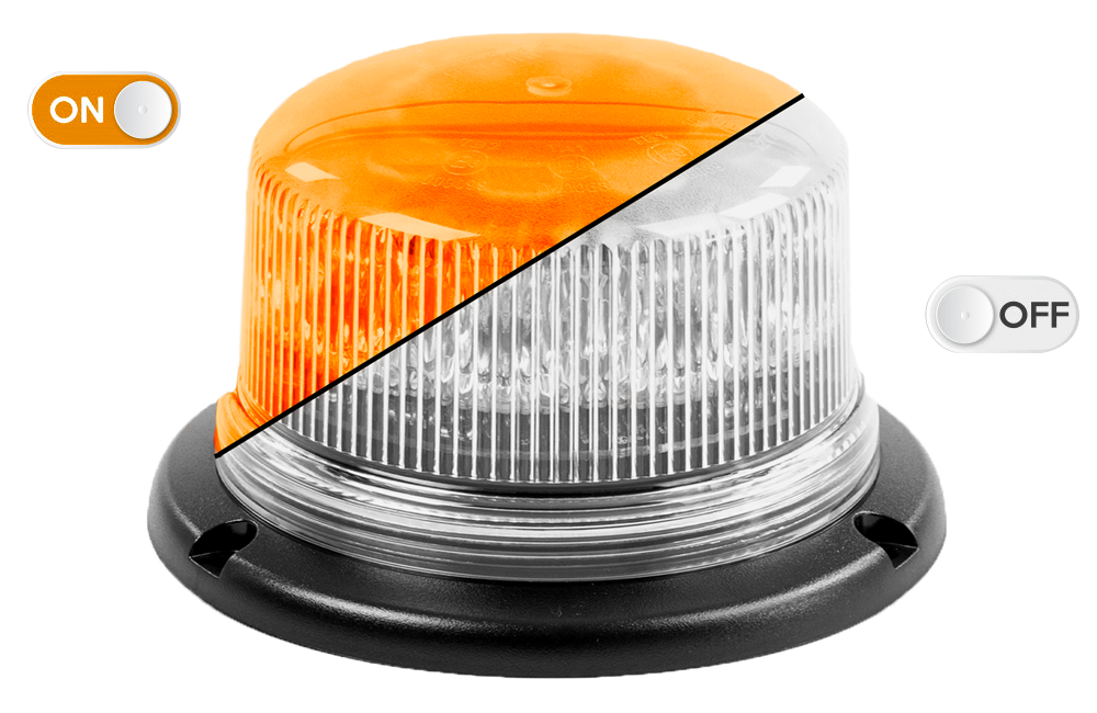 Flitslicht | LED | 3 puntsbevestiging | 12-24V | transparante lens | oranje