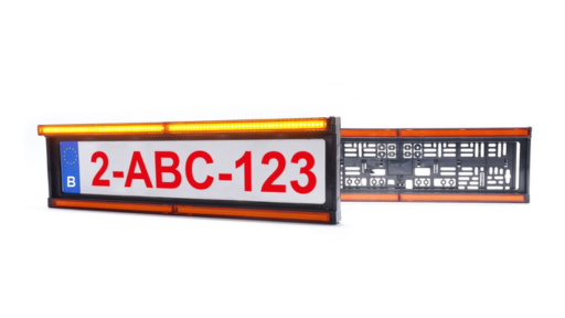 Nummerplaathouder | plaatverlichting | LED flitser boven en onder | oranje/oranje
