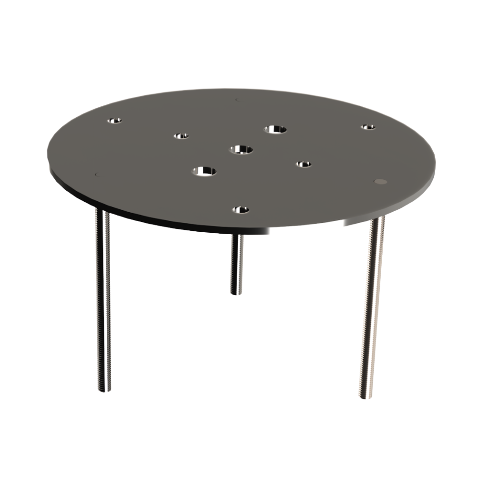 Steunplaat regelbaar | met gelaste draadstangen 100 mm | 3mm inox