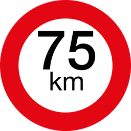 [75/75KM-ALU] Snelheidsplaat | rond | alu | 75 km