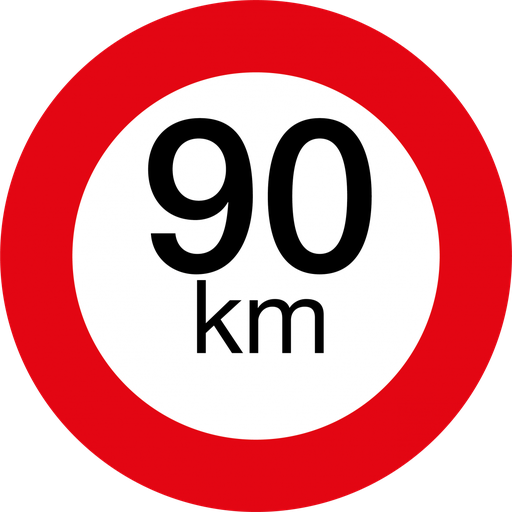 [75/90KM-ALU] Snelheidsplaat | rond | alu | 90 km