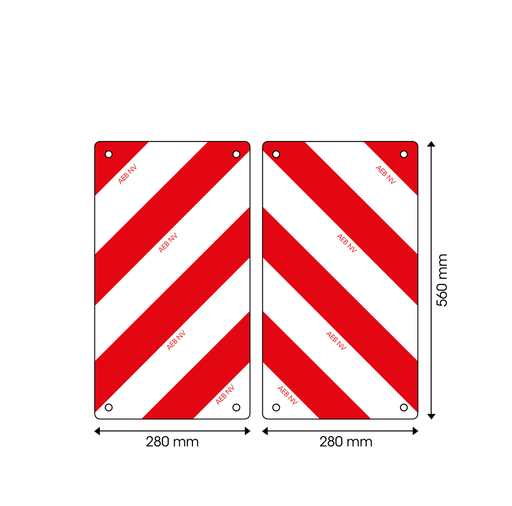 [92856-SET] Paneel voor uitzonderlijk vervoer | rood/wit | 280x560 mm