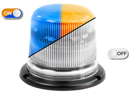 [518-DV-O/B] Flitslicht | 2x15 LEDs | 3 puntsbevestiging | transparante lens | oranje/blauw