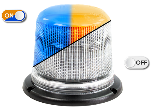 [518-DV-O/B] Baliza | 2x15 LEDs | montaje con 3 tornillos | lente transparente | ámbar/azul