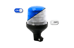 [515F-DV-CLBL] Flitslicht | LED | flexibele buisbevestiging | 12-24V | transparante lens | blauw
