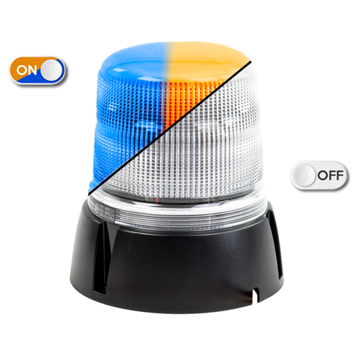 [518HI-DV-O/B] Flitslicht | LED | 3 puntsbevestiging | 12-24V | transparante lens | oranje/blauw