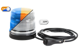 [518M-DV-O/B] Flitslicht | LED | magnetisch | 12-24V | transparante lens | oranje/blauw