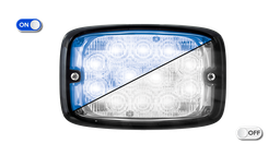 [R6-CLBL] Flitser | LED | 12 LEDs | 12-24V | transparante lens | blauw 