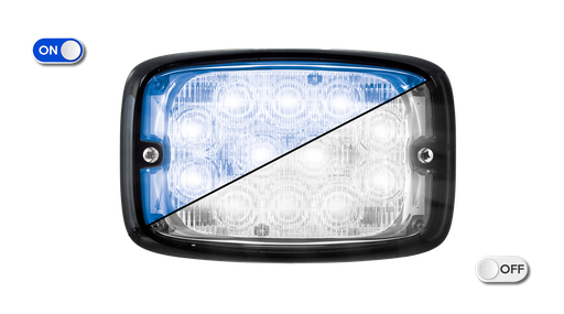 [R6-CLBL] LED Flasher | 12 LEDs | 12-24V | clear lens | blue 