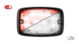 [R6-CLRO] Feu flash | LED | 12 LEDs | 12-24V | lentille transparente | rouge