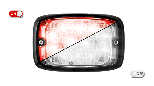[R6-CLRO] LED Flasher | 12 LEDs | 12-24V | clear lens | red