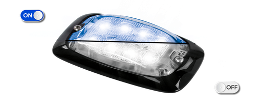 [R4-CLBL] Lampeggiatore a LED | 8 LEDs | 12-24V | lente trasparente | blu 