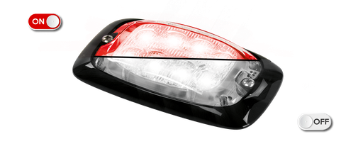 [R4-CLRO] Lampeggiatore a LED | 8 LEDs | 12-24V | lente trasparente | rosso