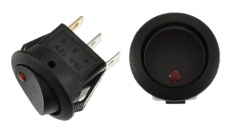 [GG734] Ronde tuimelschakelaar | on/off | 12V-16A | met rood controlelampje