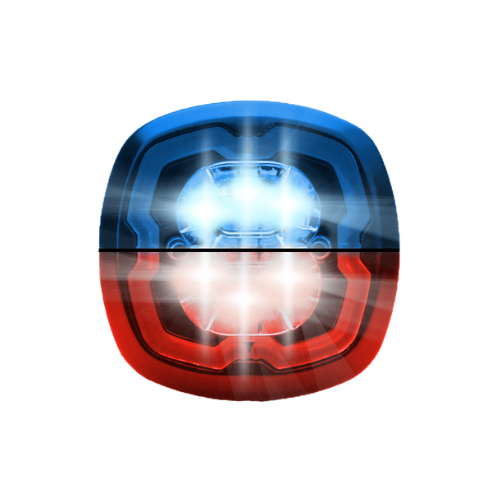 [SIXLED-BLRO] Round LED Flasher | 2x3 LEDs | 12-24V | blue/red